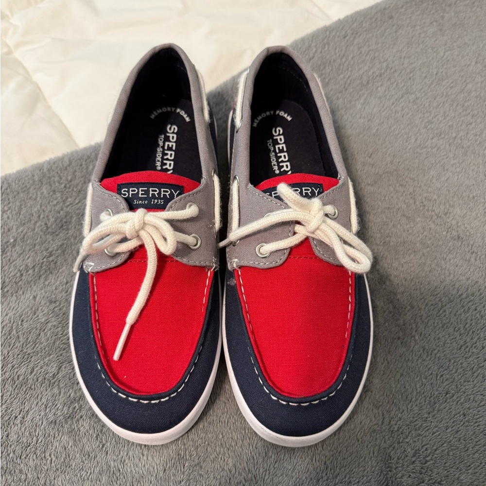 Sperry Red and Blue Canvas Boat Shoes